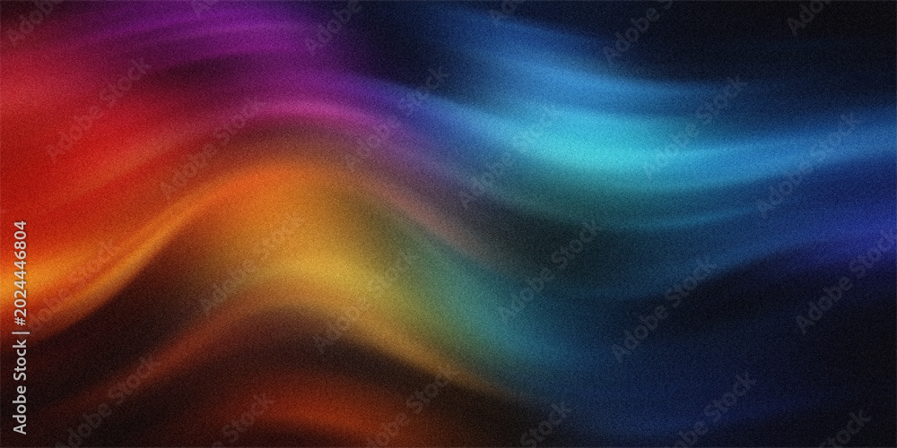 Obraz premium Vibrant abstract wave background with smooth flowing gradients of red orange purple and blue colors in a soft digital style.