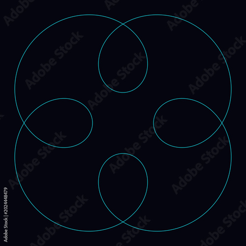 Geometric design with overlapping circles on dark background
