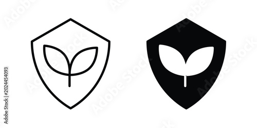 Fotografi Shield with leafs icon