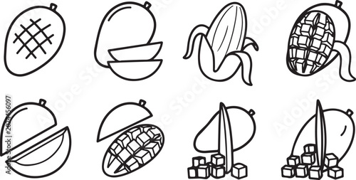 Foto Black and white vector icons of bicycle and motorcycle parts Vector