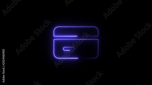 Credit card payment neon blue glowing icon for e commerce on black background digital of a card symbol