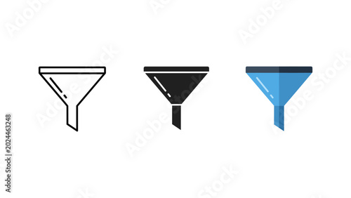 Foto Funnel icon set for filtering and processing with illustration separate analysis