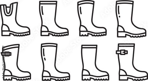 Obraz na plátne Line art icons of classic high heel shoes set Vector