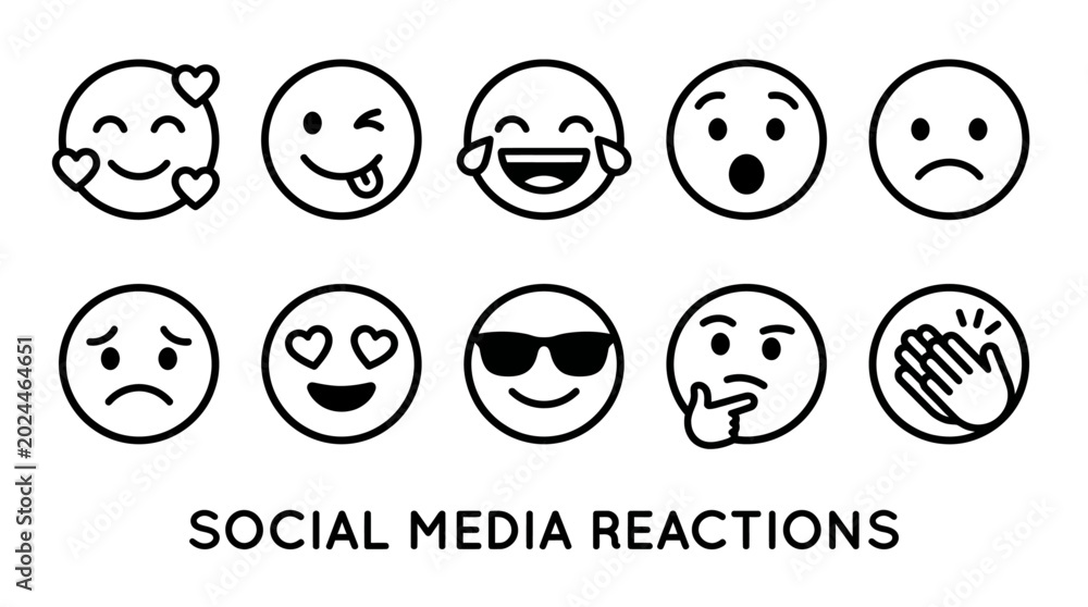 Αυτοκόλλητο Social media reactions emojis icons set.
