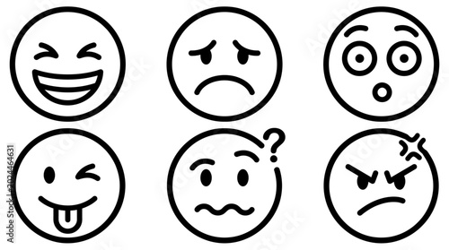 Bild auf Leinwand Collection of emoticon face expressions.