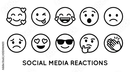 Foto Social media reactions emojis icons set.