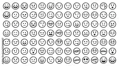 Quadro su tela Collection of various emoticon faces.
