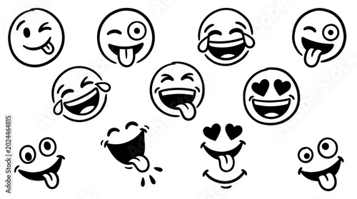 Obraz na płótnie Collection of funny emoticon faces.