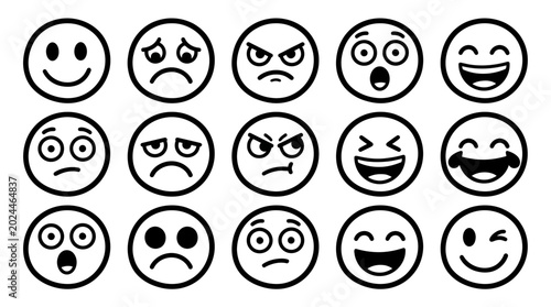 Fotografi Collection of Various Facial Emotions Icons.