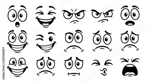 Quadro su tela Collection of cartoon emoticon faces.