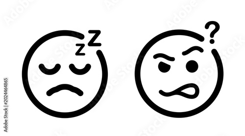 Fotografia Sleepy and confused emoticon faces.