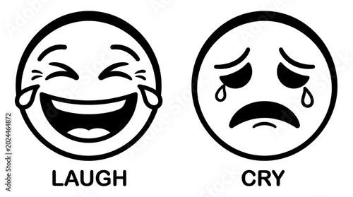 Canvas-taulu Emoticon faces with laughing and crying.