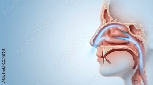 Nasal Airway Anatomy Medical Banner With Breathing Pathway