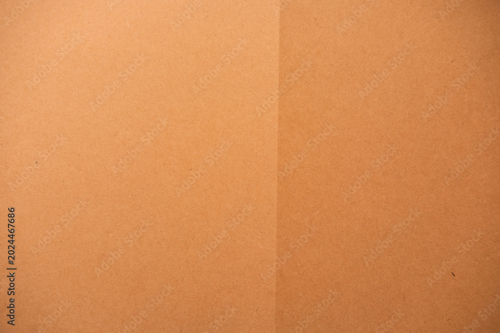 Fototapeta premium Brown cardboard texture creating a patterned background with a subtle vertical fold line, blank surface ideal for copy space