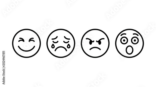 Tablou pe pânză Four emoticon faces in a row.