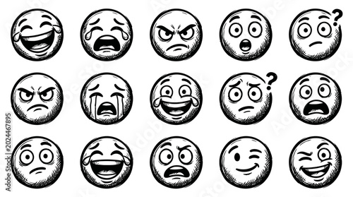 Bild auf Leinwand Various Emoticon Facial Expressions Icons.