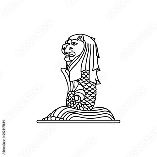 Merlion Statue Outline - Singapore Iconic Landmark