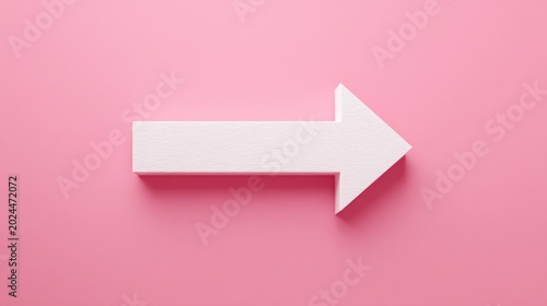White Arrow Pointing Right on Pink Background.