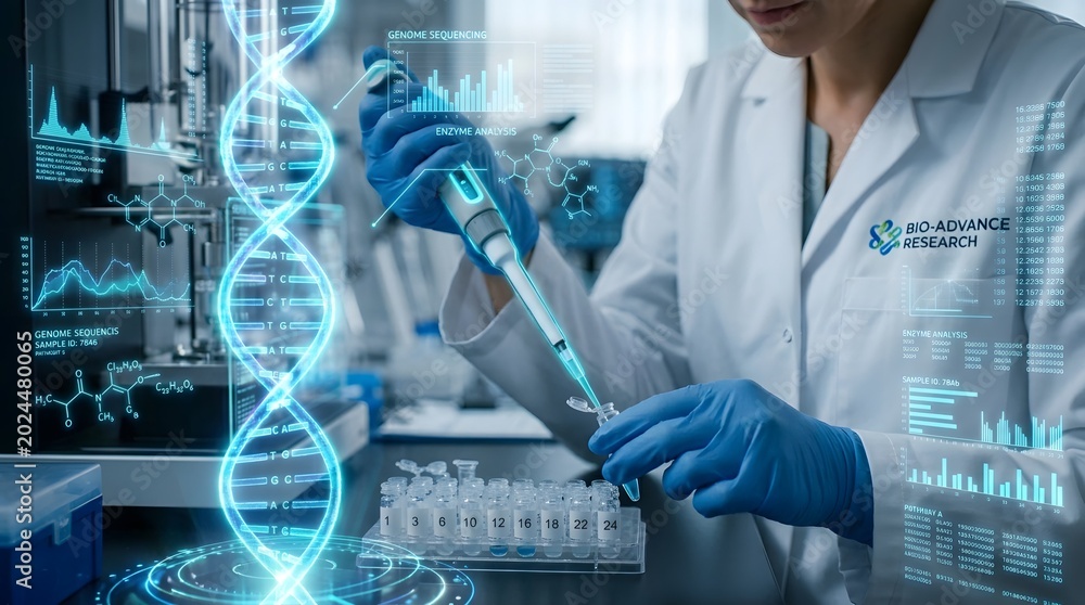 Fototapeta premium Genetic Analysis and DNA Sequencing Research Technology Concept