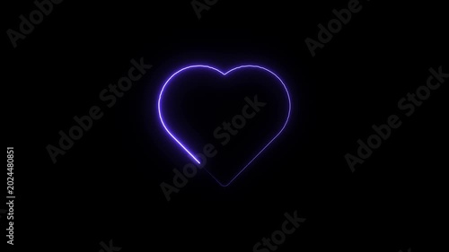 Glowing purple neon heart outline on black background