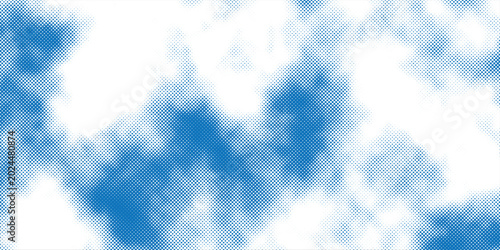 Abstract blue sky and white clouds halftone dots pattern vector design