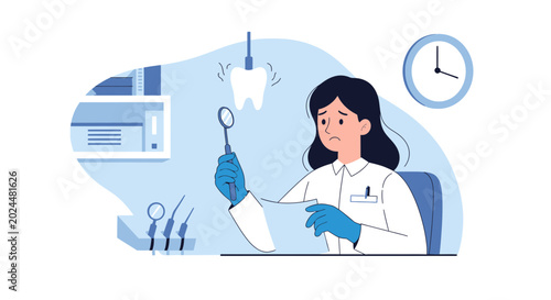 Dental Patient Worries About Toothache: Dentist Examining Painful Tooth in Clinic