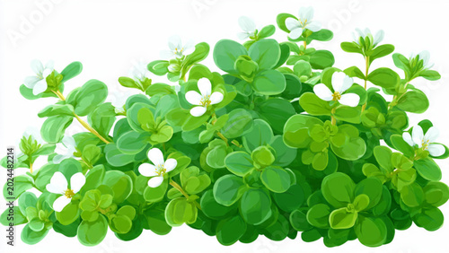 Tableau sur toile Fresh green shamrocks with white clovers and lush foliage for St Patrick's Day u