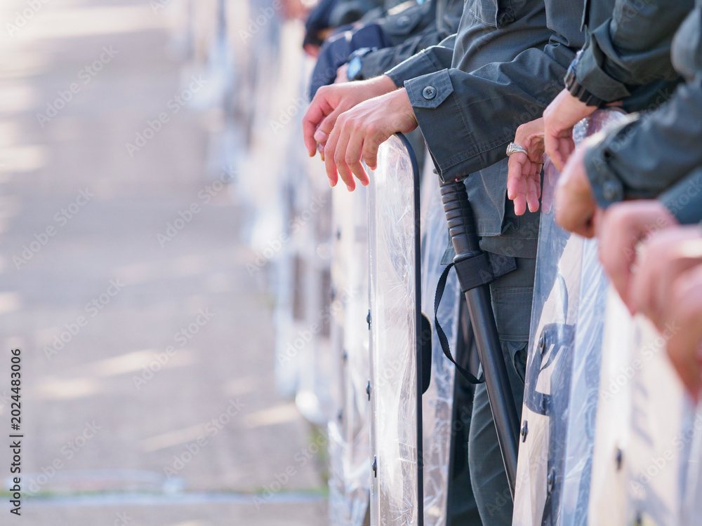 Fototapeta premium Riot police training annual review 