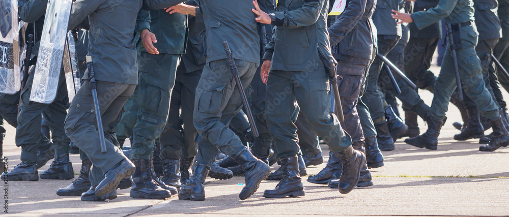 Fototapeta premium Riot police training annual review 