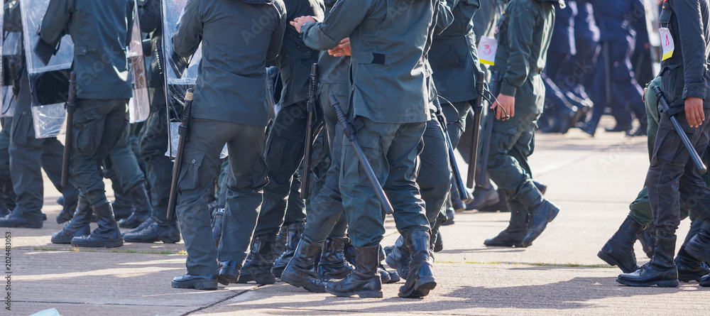 Fototapeta premium Riot police training annual review 