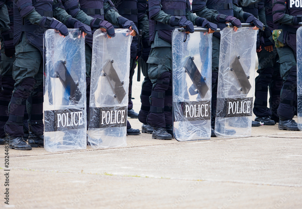 Fototapeta premium Riot police training annual review 