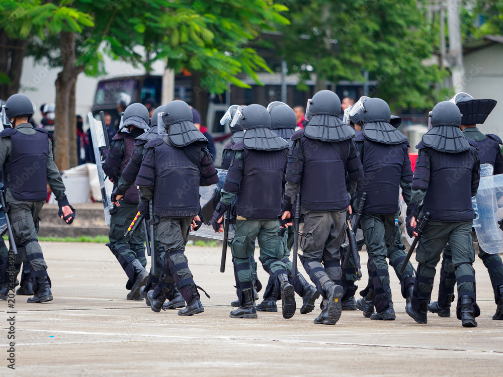 Fototapeta premium Riot police training annual review 