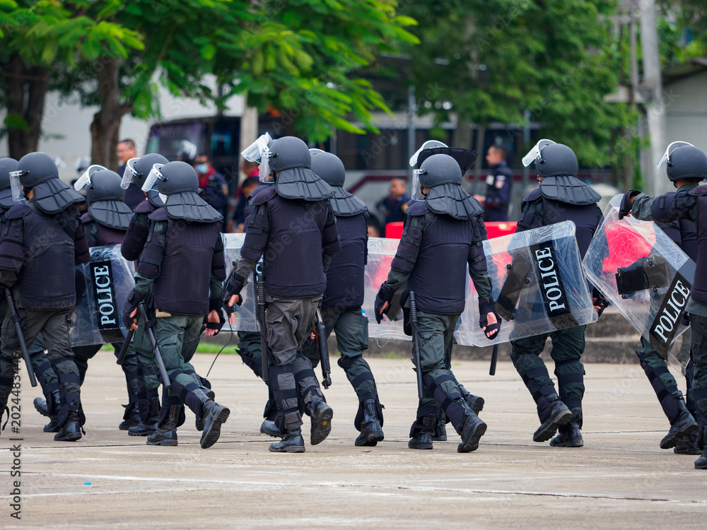 Fototapeta premium Riot police training annual review 