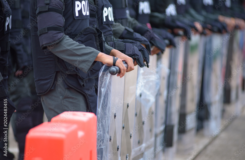 Fototapeta premium Riot police training annual review 