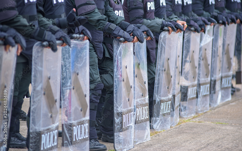 Fototapeta premium Riot police training annual review 