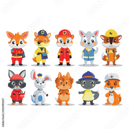 animals cartoon character illustration cute set