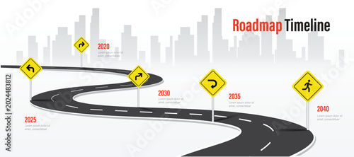 Foto Modern business road map timeline Infographic with city abstract background