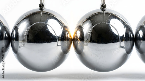 Canvastavla Close up of Newton's cradle balance balls colliding