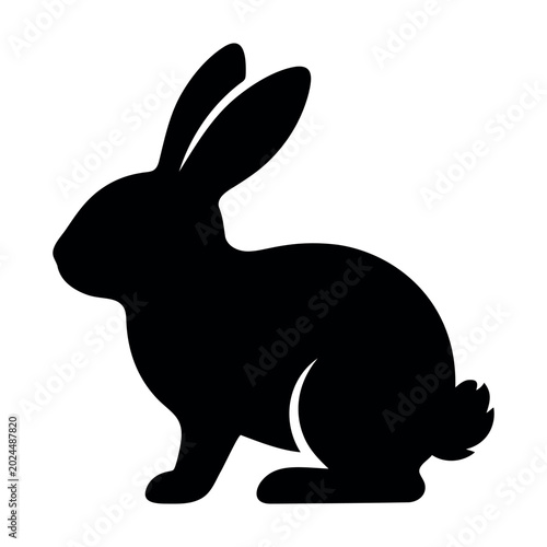  rabbit black vector illustration silhouette sticker isolated on white background.