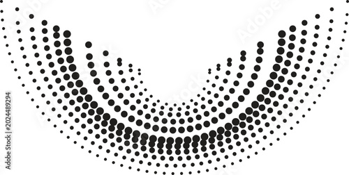 Tableau sur toile Black and white halftone semicircle pattern with dotted texture in minimalist li