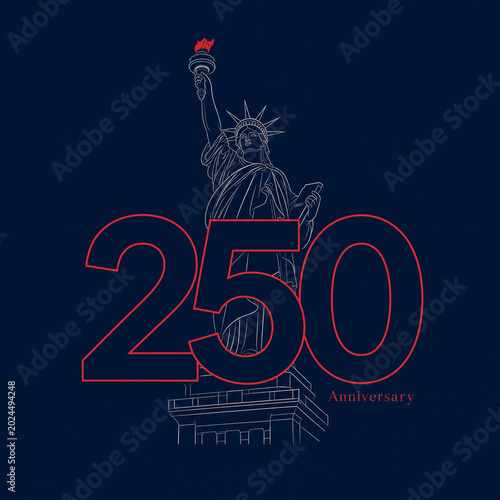 250 anniversary poster with statue of liberty outline