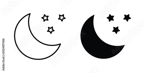 Moon stars icon vector art set