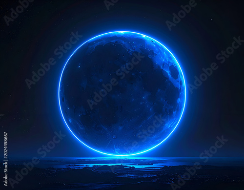 Glowing Blue Orb of Cosmic Energy on Dark Background.