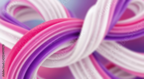 Foto Vibrant interwoven ribbon knots in pink, purple, and white
