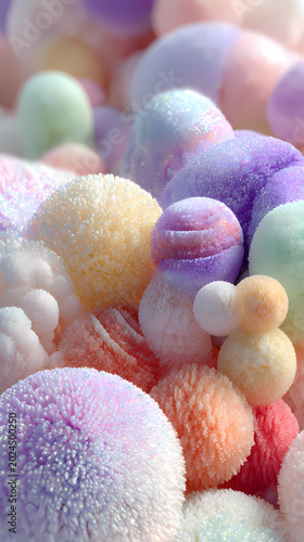Abstract 3D render of soft puffy geometric shapes in pastel color palette, Generative AI illustrations.