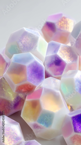 Abstract 3D render of soft puffy geometric shapes in pastel color palette, Generative AI illustrations.