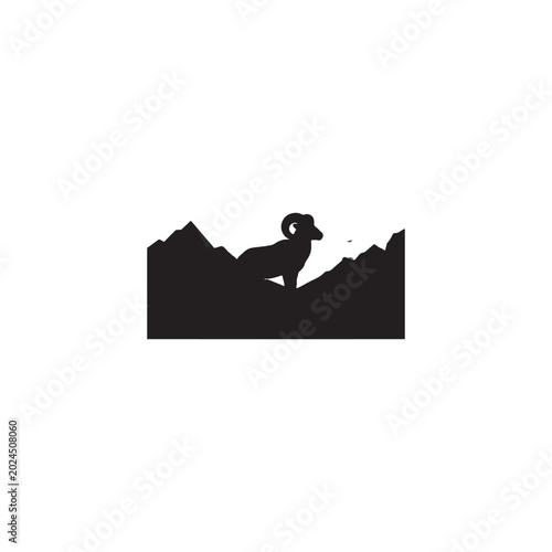 Big horn sheep silhouette vector flat illustration design.Adobe Illustrator Artwork