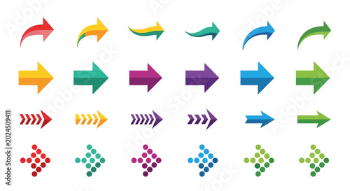 Set of Colorful Directional Arrows for Graphic Design