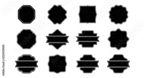 Collection of Twelve Distinct Vintage Black Label Shapes with Texture