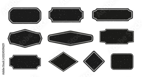 Vintage Black Grunge Label Templates and Frame Vector Set